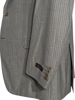 Canali Light Gray Pinstriped 100% Wool Suit 48L
