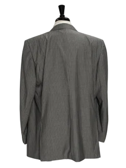 Canali Light Gray Pinstriped 100% Wool Suit 48L