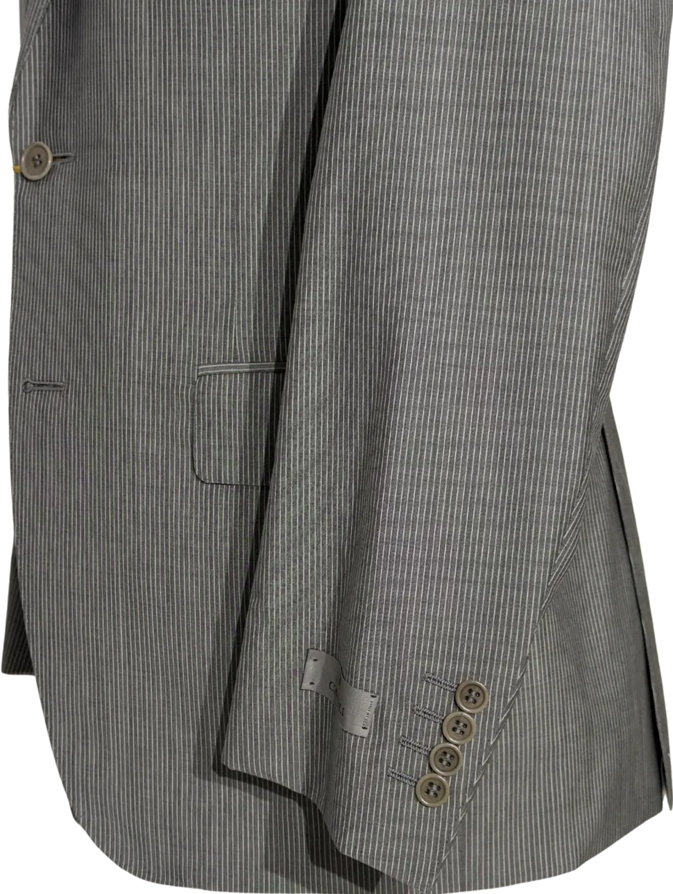 Canali Light Gray Pinstripe Wool Blend Suit 38R