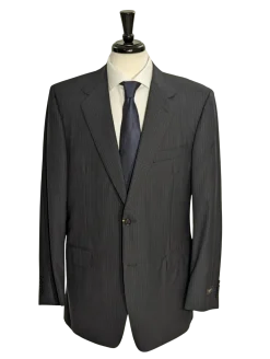 Canali Men's Black Pinstriped 100% Wool Suit 44L