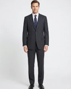 Canali Men's Black Pinstriped 100% Wool Suit 44L