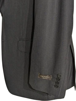 Canali Men's Black Pinstriped 100% Wool Suit 44L