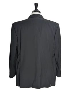 Canali Men's Black Striped 100% Wool 3-Button Portly Suit 46S