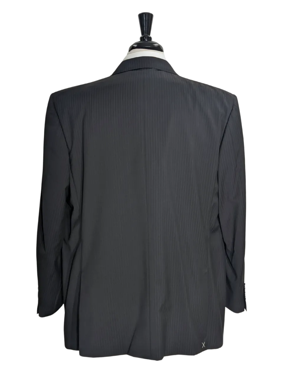 Canali Men's Black Striped 100% Wool 3-Button Portly Suit 46S