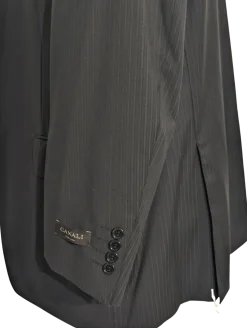 Canali Men's Black Striped 100% Wool 3-Button Portly Suit 46S