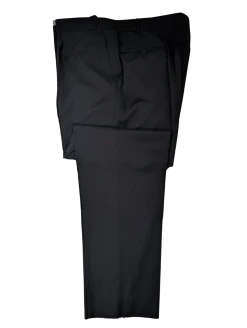 Canali Men's Black Striped 100% Wool 3-Button Portly Suit 46S