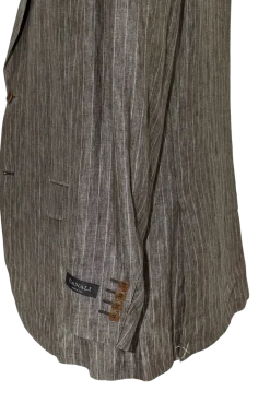 Canali Men's Brown Pinstripe 100% Linen Suit - 44R