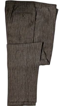 Canali Men's Brown Pinstripe 100% Linen Suit - 46R