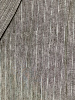 Canali Men's Brown Pinstripe 100% Linen Suit - 46R