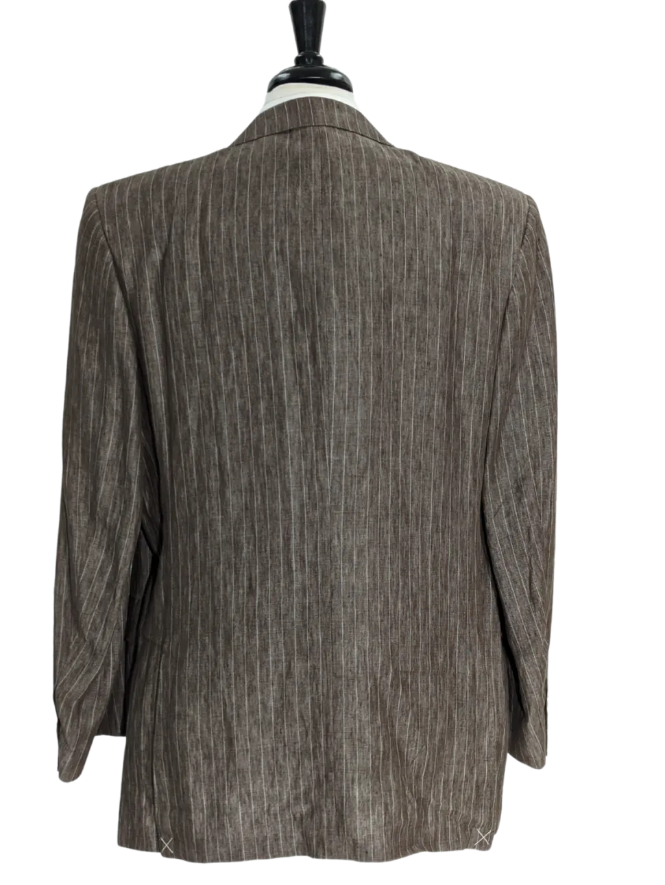 Canali Men's Brown Pinstripe 100% Linen Suit - 46R