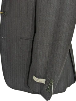 Canali Men's Charcoal Gray Burgundy Pinstripe 100% Wool Suit 40R