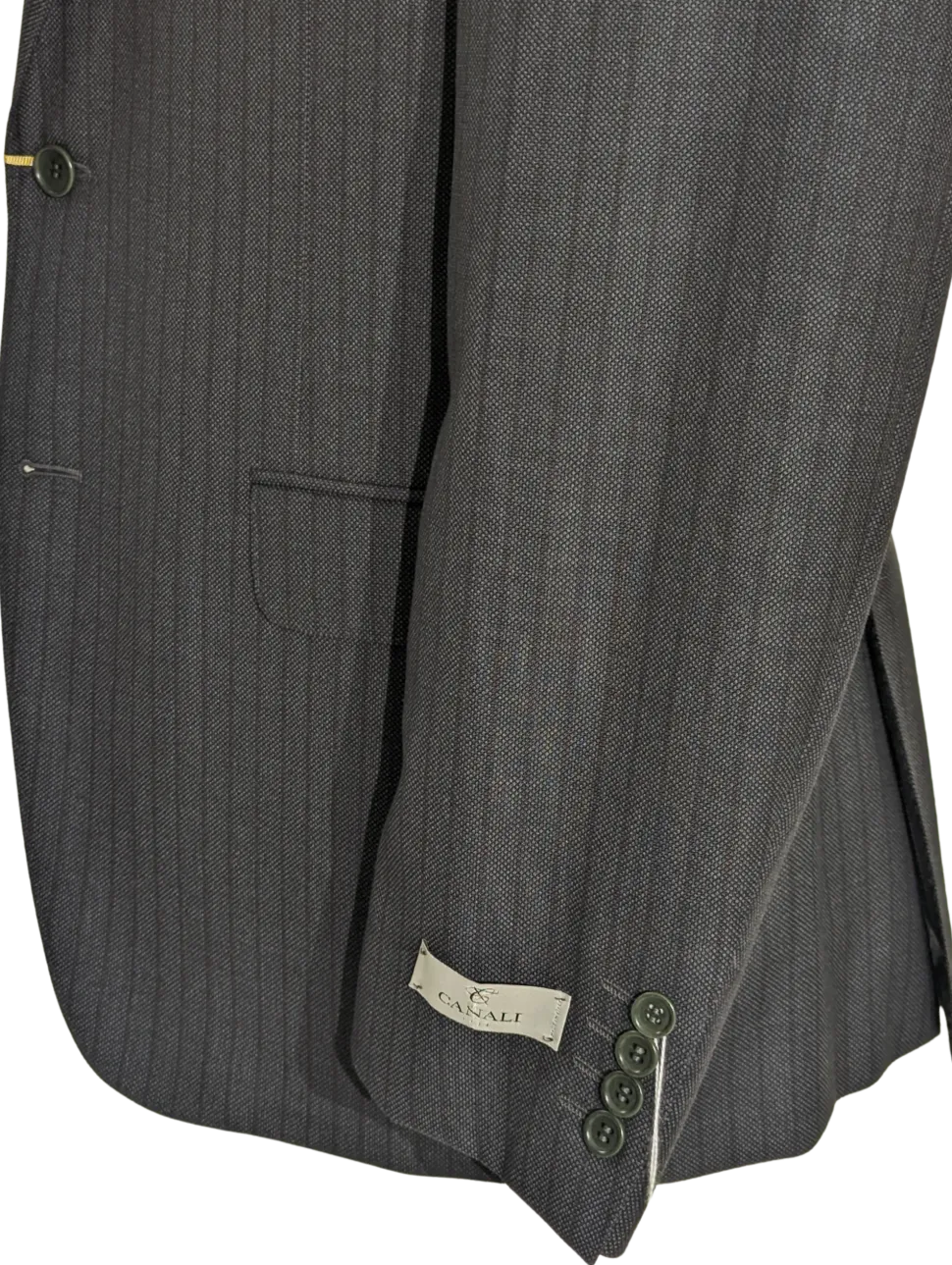 Canali Men's Charcoal Gray Burgundy Pinstripe 100% Wool Suit 40R