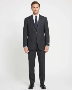 Canali Men's Charcoal Pinstriped 100% Wool Suit 46L