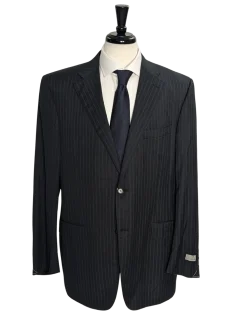 Canali Men's Charcoal Pinstriped 100% Wool Suit 46L