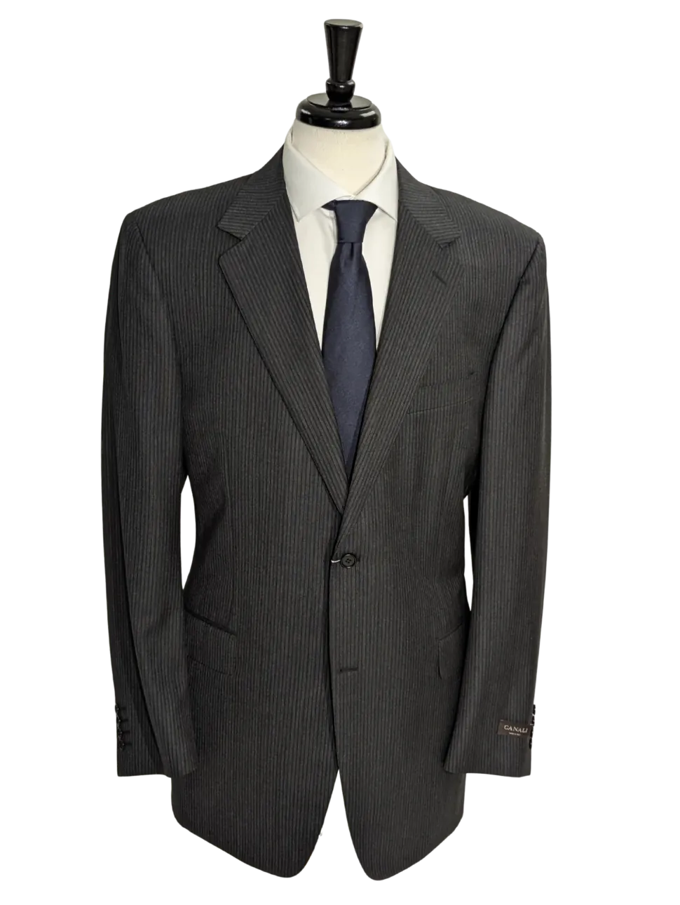 Canali Men's Charcoal Striped 100% Wool Suit 46L