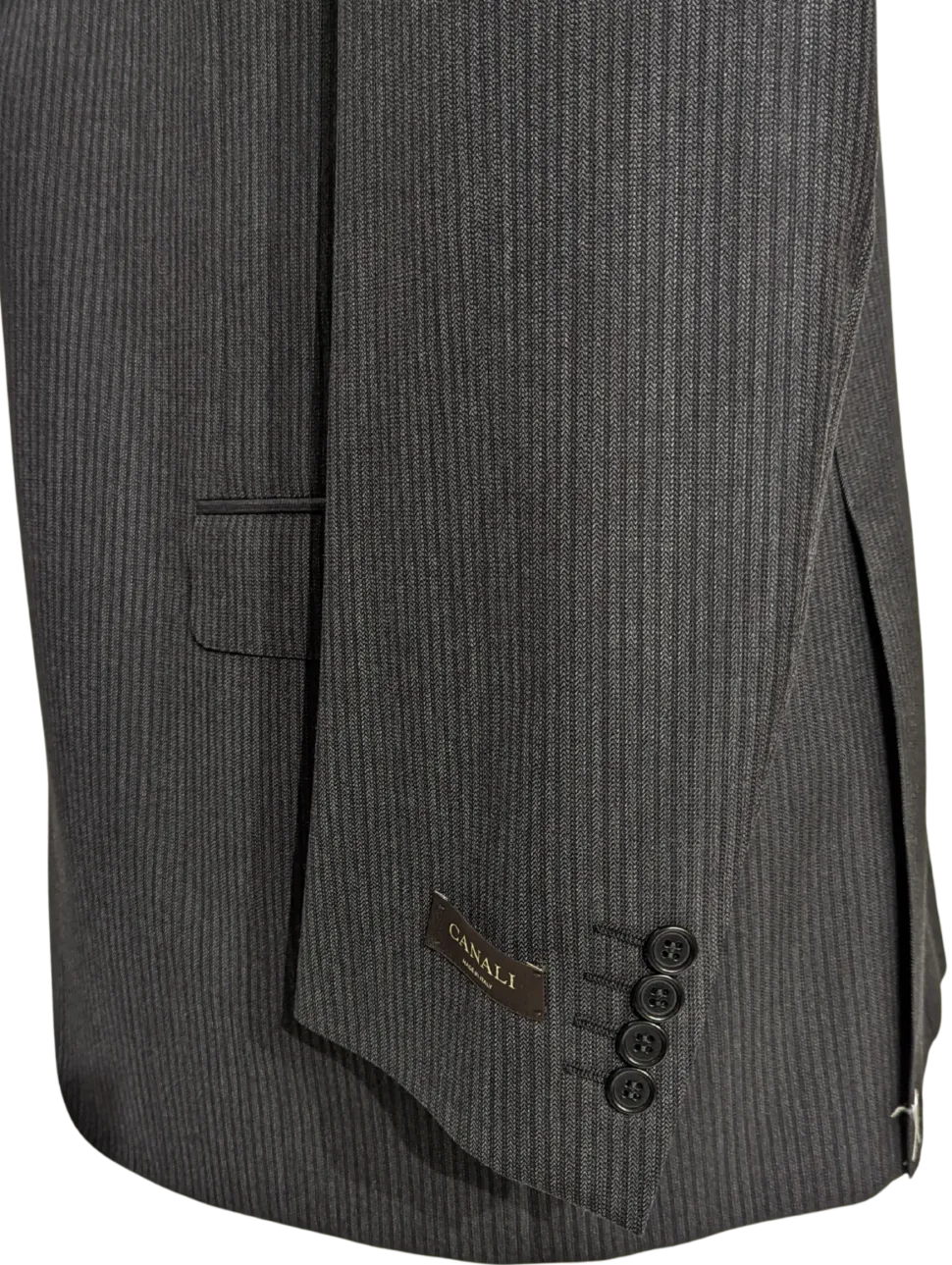 Canali Men's Charcoal Striped 100% Wool Suit 46L