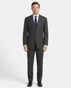 Canali Men's Charcoal Striped 100% Wool Suit 46L