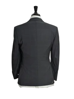 Canali Men's Charcoal Windowpane 100% Wool Suit 34S