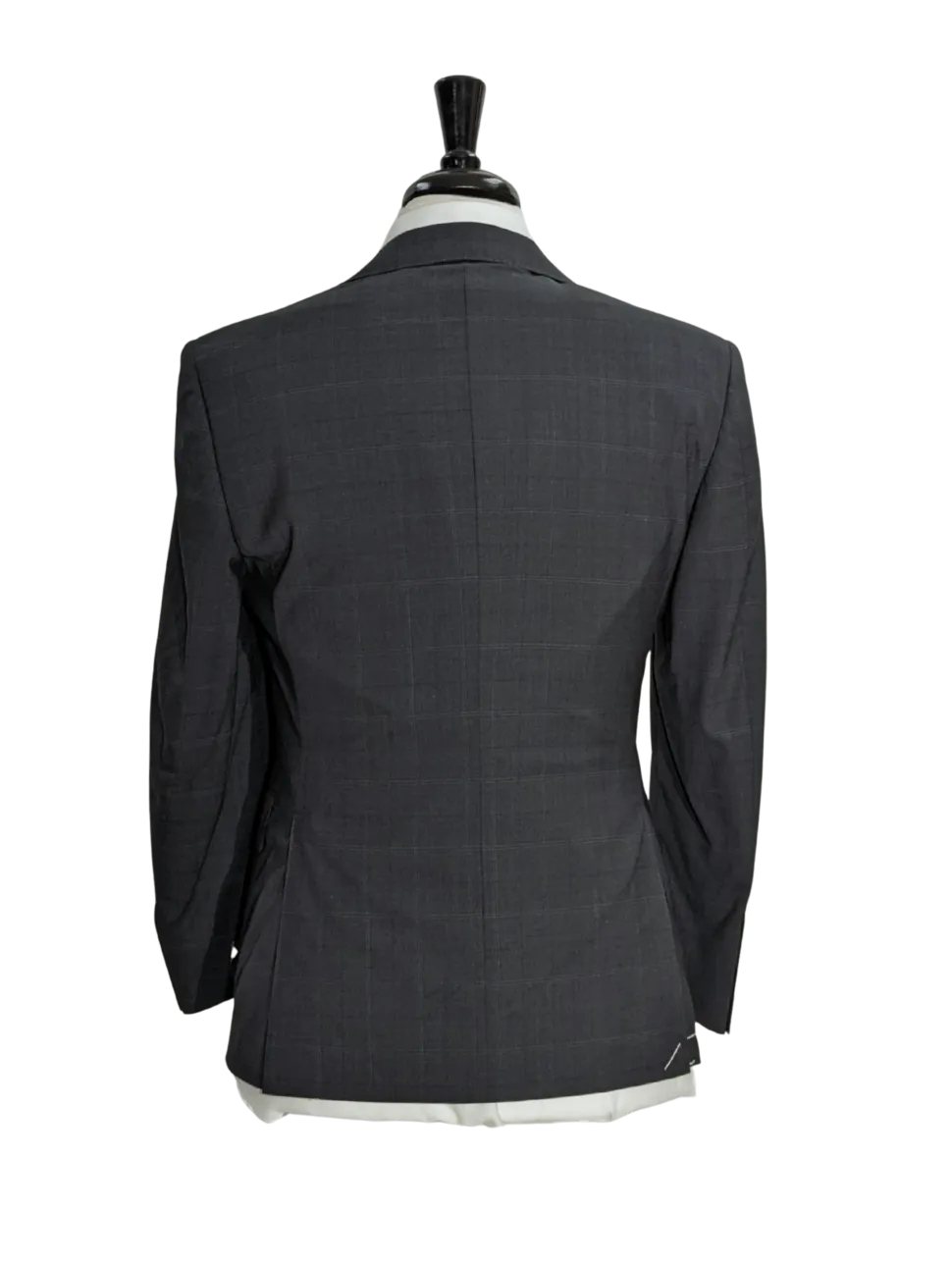 Canali Men's Charcoal Windowpane 100% Wool Suit 34S