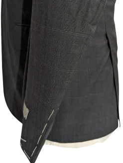 Canali Men's Charcoal Windowpane 100% Wool Suit 34S