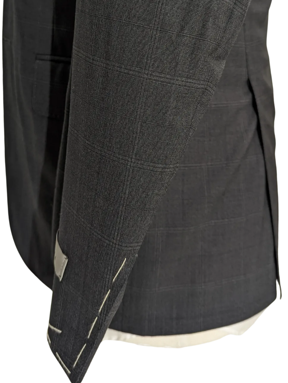Canali Men's Charcoal Windowpane 100% Wool Suit 34S