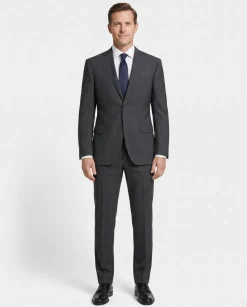 Canali Men's Charcoal Windowpane 100% Wool Suit 34S