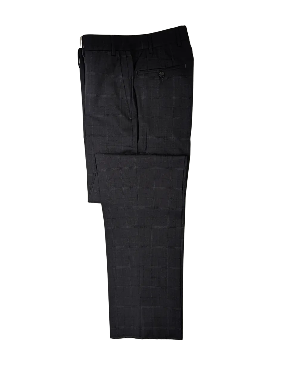 Canali Men's Charcoal Windowpane 100% Wool Suit 34S