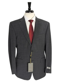 Canali 1934 Men's Gray Fine Check Pattern Classic Fit 100% Wool Suit 40R