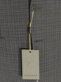 Canali 1934 Men's Gray Fine Check Pattern Classic Fit 100% Wool Suit 40R