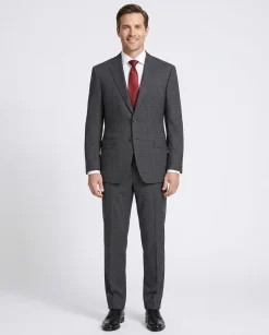 Canali 1934 Men's Gray Fine Check Pattern Classic Fit 100% Wool Suit 40R