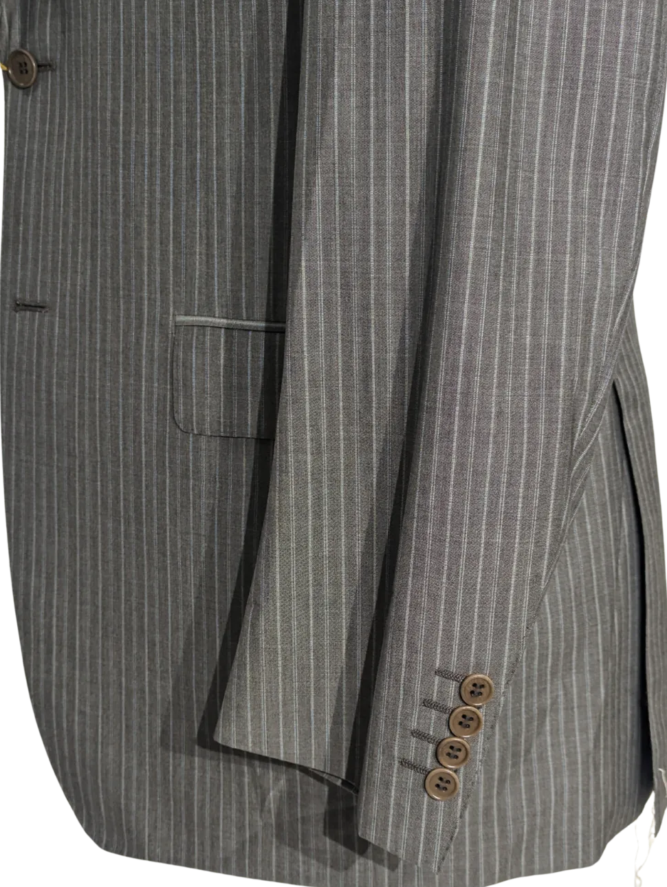Canali Men's Gray Pinstripe 100% Wool Suit 46S