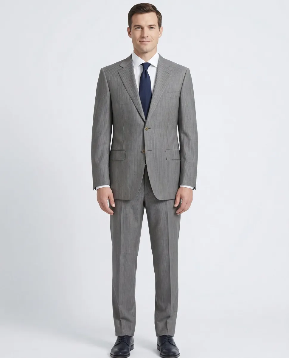 Canali Men's Gray Pinstripe 100% Wool Suit 40L