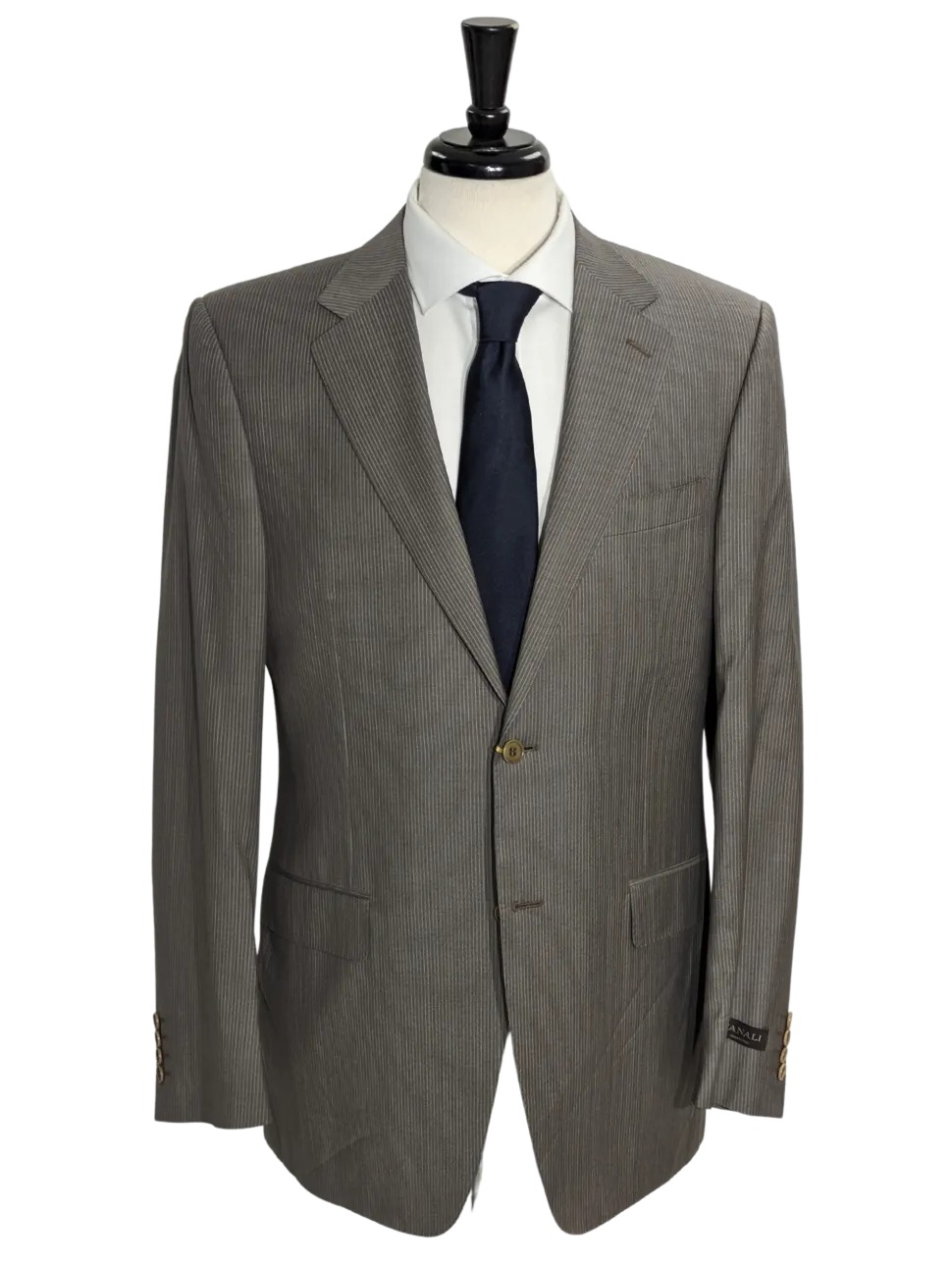Canali Men's Gray Pinstripe 100% Wool Suit 40L