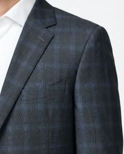 Canali 1934 Mens Gray Windowpane Notch Lapel 2 Button Wool Suit - 46L
