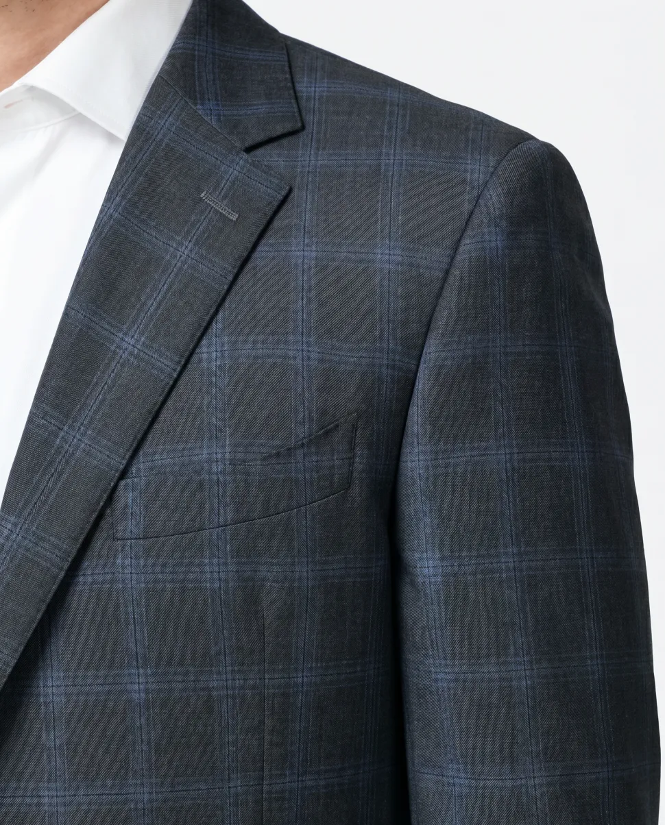 Canali 1934 Mens Gray Windowpane Notch Lapel 2 Button Wool Suit - 46L