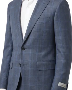 Canali 1934 Mens Gray Windowpane Notch Lapel 2 Button Wool Suit - 46L