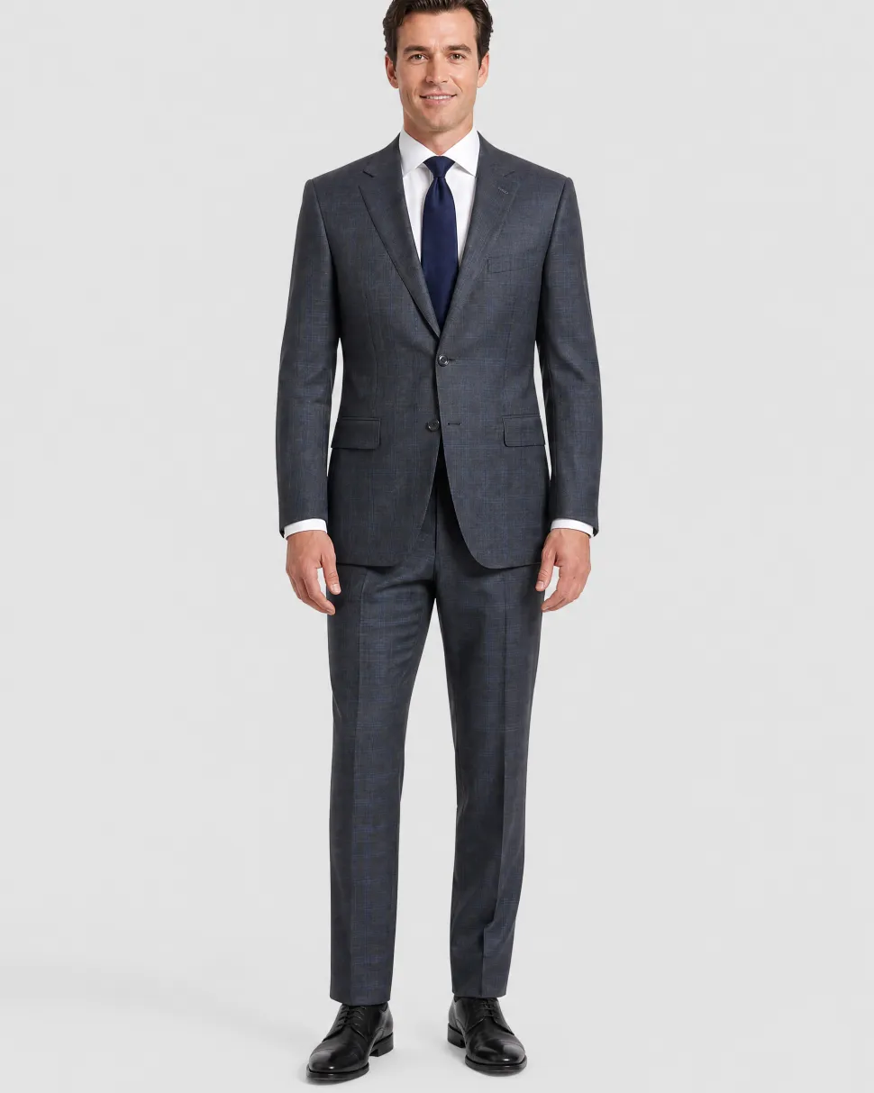 Canali 1934 Mens Gray Windowpane Notch Lapel 2 Button Wool Suit - 46L