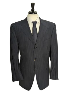 Canali Men's Navy Pinstriped 100% 3-Button Wool Suit 48L