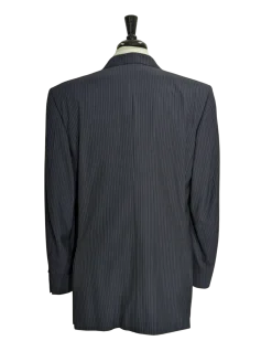 Canali Men's Navy Pinstriped 100% 3-Button Wool Suit 48L