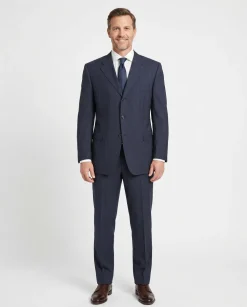 Canali Men's Navy Pinstriped 100% 3-Button Wool Suit 48L