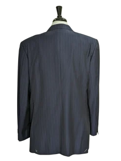 Canali Men's Navy Pinstriped 100% 3-Button Wool Suit 48L