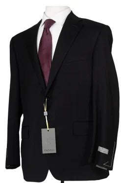 Canali 1934 Mens Solid Black 38R Modern Fit Drop 6 100% Wool 2 Piece Suit
