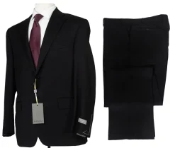 Canali 1934 Mens Solid Black 38R Modern Fit Drop 6 100% Wool 2 Piece Suit