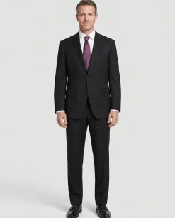 Canali 1934 Mens Solid Black 38R Modern Fit Drop 6 100% Wool 2 Piece Suit