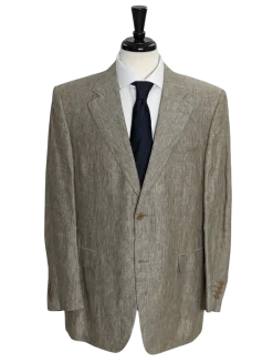 Canali Men's Taupe 100% Linen 2 Button Suit 46R