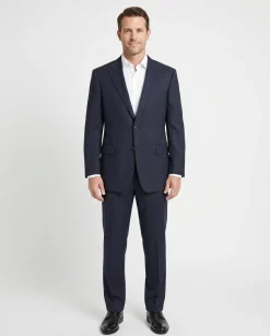 Canali Midnight Navy Tonal Stripe Notch Lapel Canvassed Portly Fit Wool 2-Button Suit 52R