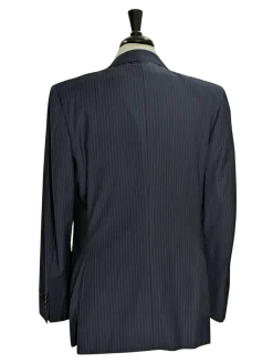 Canali Navy Pinstriped Fully-Canvassed 100% Wool Suit 40L
