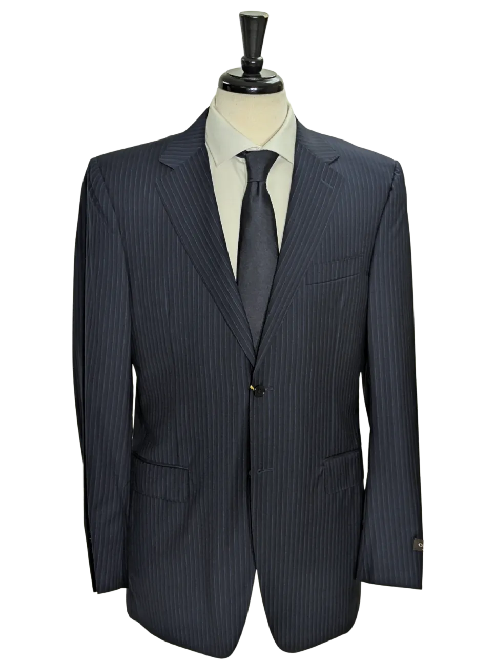 Canali Navy Pinstriped Fully-Canvassed 100% Wool Suit 40L