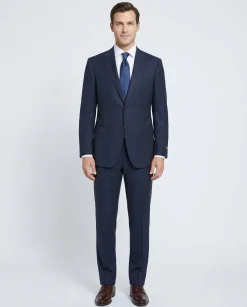 Canali Navy Pinstriped Fully-Canvassed 100% Wool Suit 40L