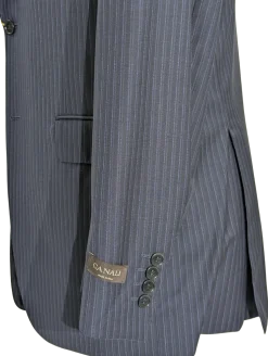 Canali Navy Pinstriped Fully-Canvassed 100% Wool Suit 40L